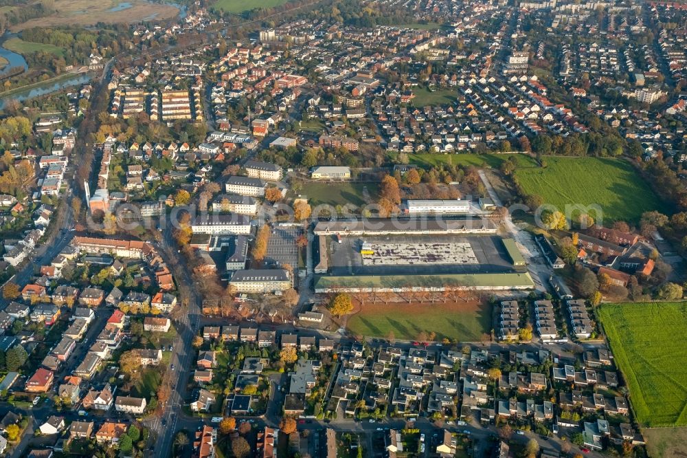 Hamm from the bird's eye view: Administrative building of the State Authority federal administration office in Hamm in the state of North Rhine-Westphalia