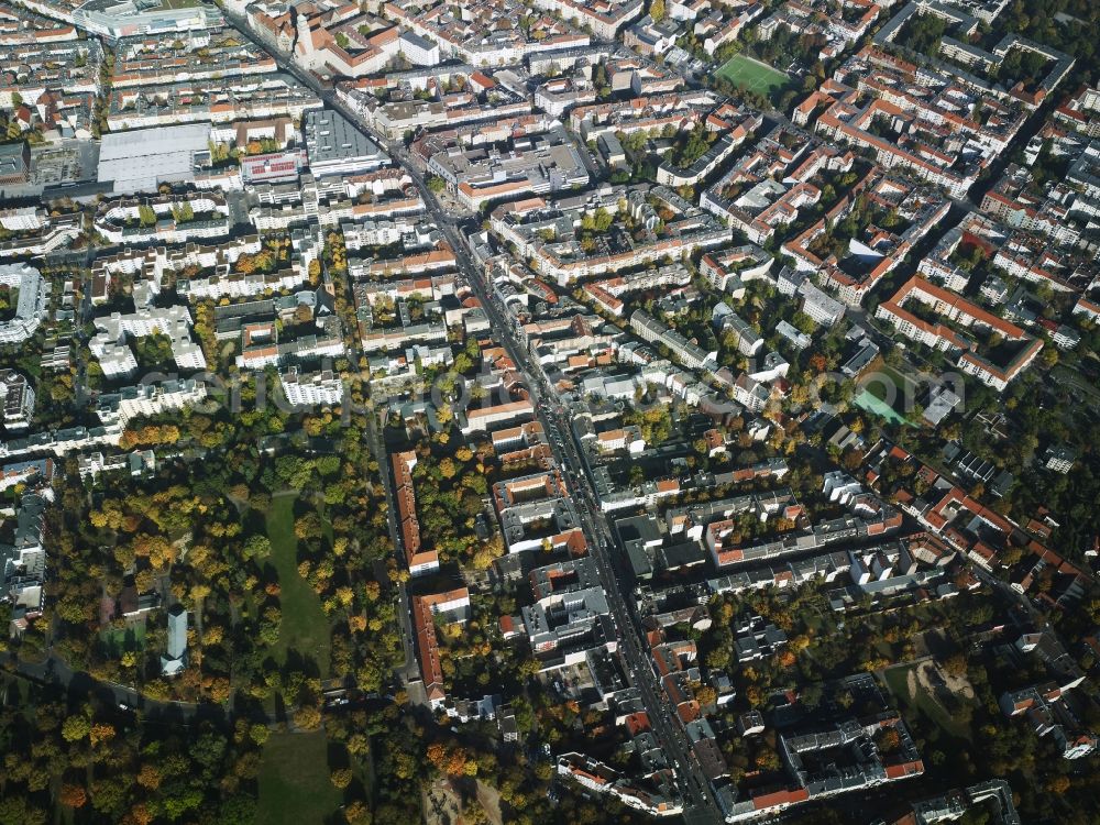 Berlin from above - District Neukoelln along the residential areas at the Karl-Marx-Strasse, Richardstrasse and the Bornsdorfer street in the city in Berlin