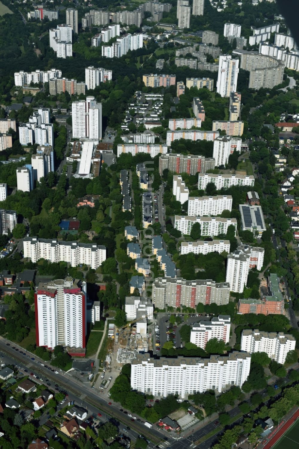 Berlin from above - Neukoelln district in the urban area in Berlin. Here the large housing estate Gropiusstadt in Rudow