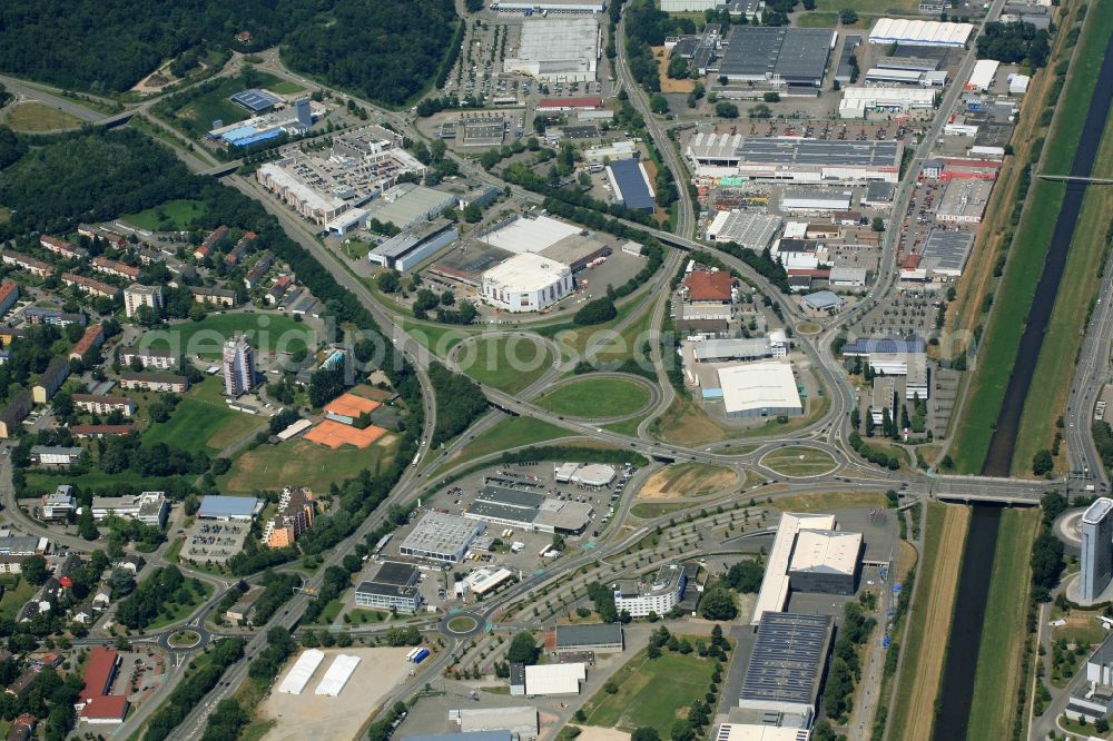 Offenburg from the bird's eye view: District at the Exhibition grounds in Offenburg in the state Baden-Wuerttemberg