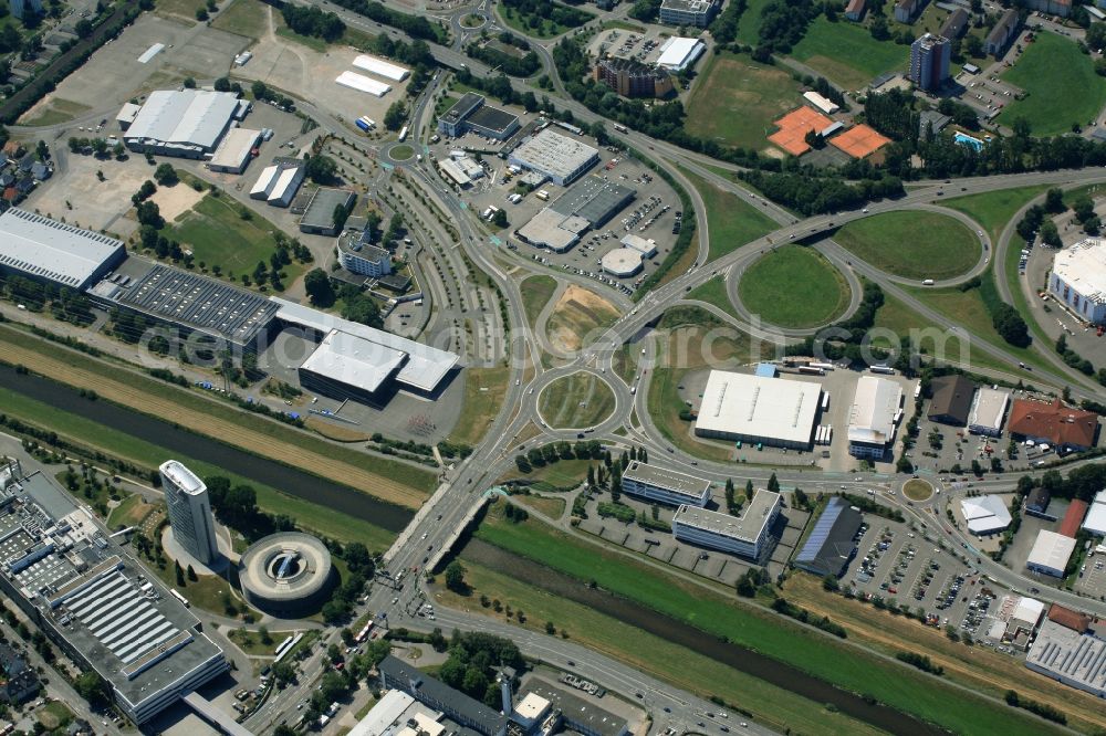 Aerial image Offenburg - District at the Exhibition grounds in Offenburg in the state Baden-Wuerttemberg