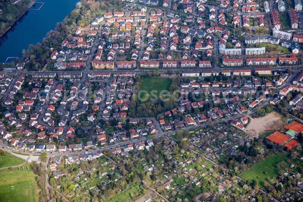 Mannheim from above - District on Rheingoldstrasse in the city in the district Neckarau in Mannheim in the state Baden-Wuerttemberg, Germany