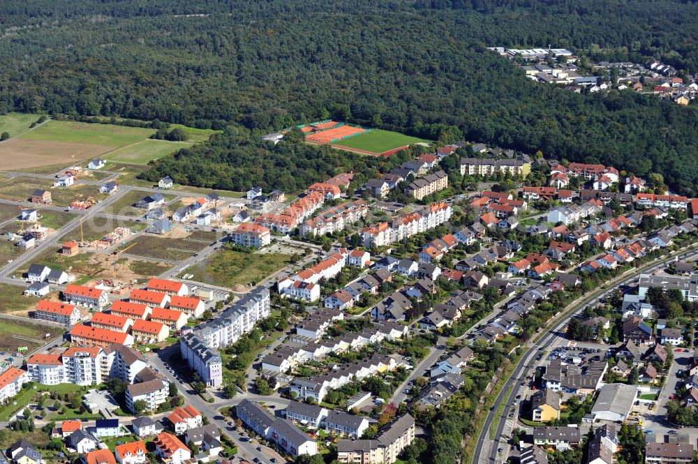 Rüsselsheim from above - View on to the district Koenigstaedten in Hesse