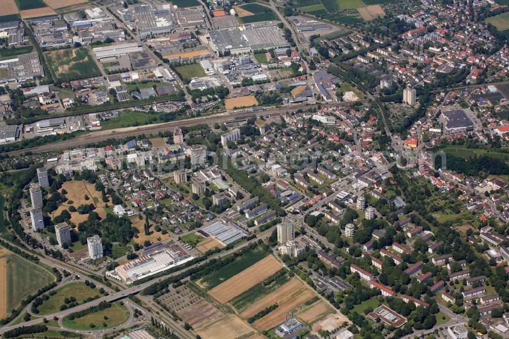 Lahr/Schwarzwald from the bird's eye view: District and industrial estate in the city in Lahr/Schwarzwald in the state Baden-Wuerttemberg