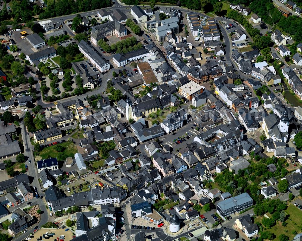 Simmern (Hunsrück) from above - District in the city in Simmern (Hunsrueck) in the state Rhineland-Palatinate