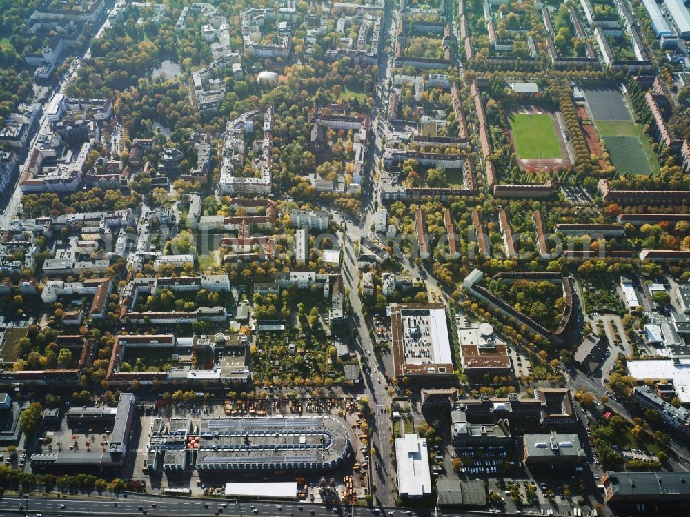 Berlin from above - District Tempelhof with recycling centre of the BSR, a Kaufland branch and a residential area along the Manteuffelstrasse - Schoeneberger street - Alt-Tempelhof - Bosestrasse in Berlin