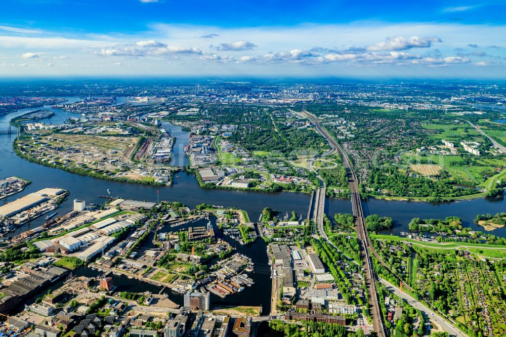 Hamburg from above - Wilhelmsburg district in the Elbruecken Suederelbe urban area in Hamburg, Germany