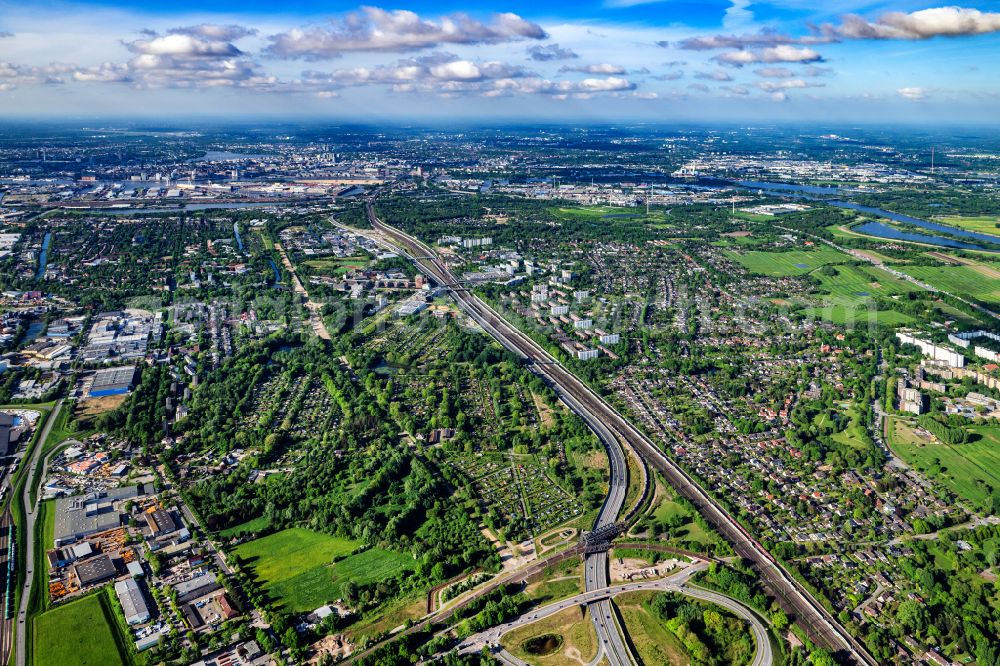 Hamburg from the bird's eye view: Wilhelmsburg district on Kirchdorferstrasse in Hamburg, Germany