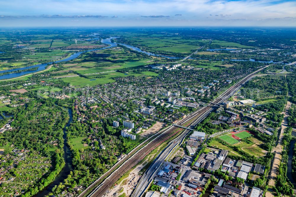 Aerial photograph Hamburg - Wilhelmsburg district on Kirchdorferstrasse in Hamburg, Germany