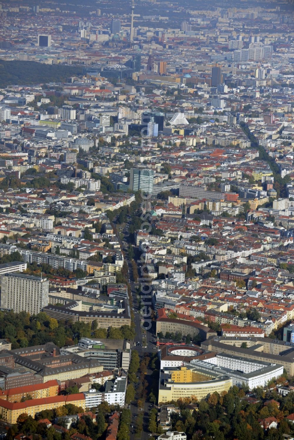 Berlin from above - Wilmersdorf district of the Fehrbellinerplatz - Hohenzollerndamm in the urban area in Berlin