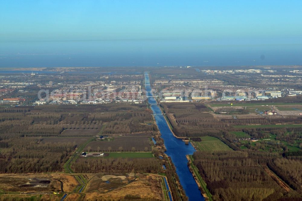 Aerial image Almere - Partial view of the city Almere at the North Sea coast with views of the canal Hoge Vaart in the province of Flevoland in the Netherlands