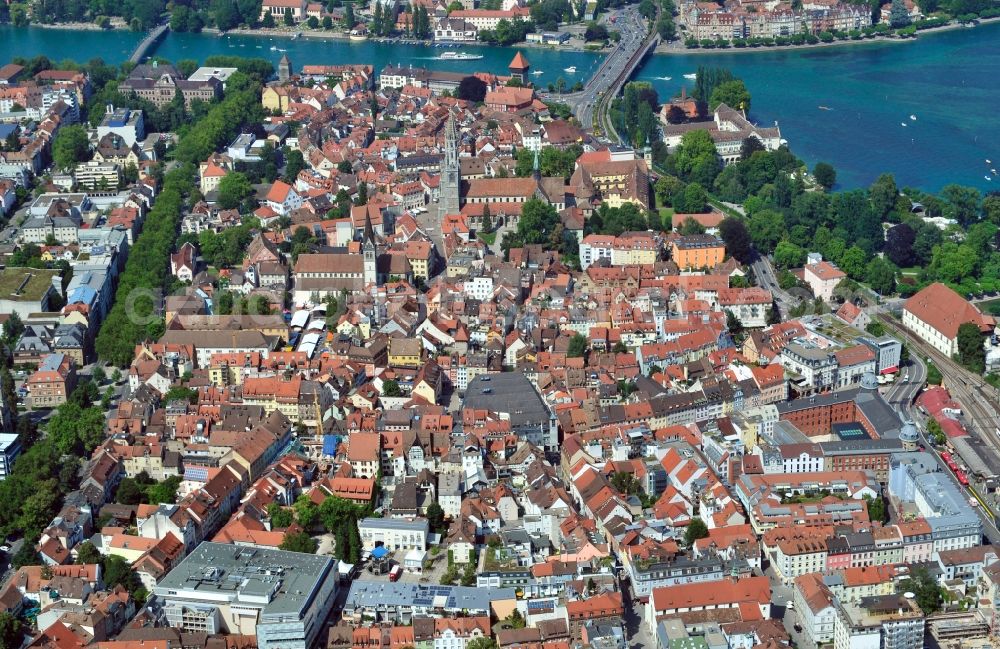 Aerial image Konstanz - View onto the old city of Constance in the state Baden-Wuerttemberg