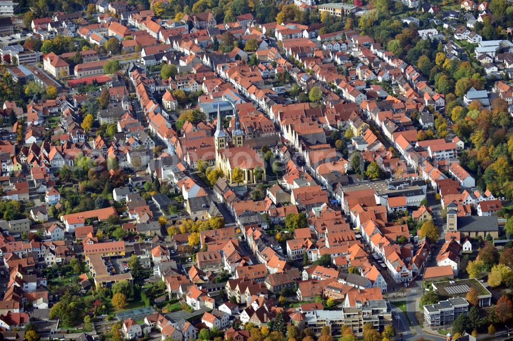 Aerial image Lemgo - View onto the old city of Lemgo in the state North Rhine-Westphalia. Catch sight of the Church St. Nicolai. It is a evangelical-lutheran parish church