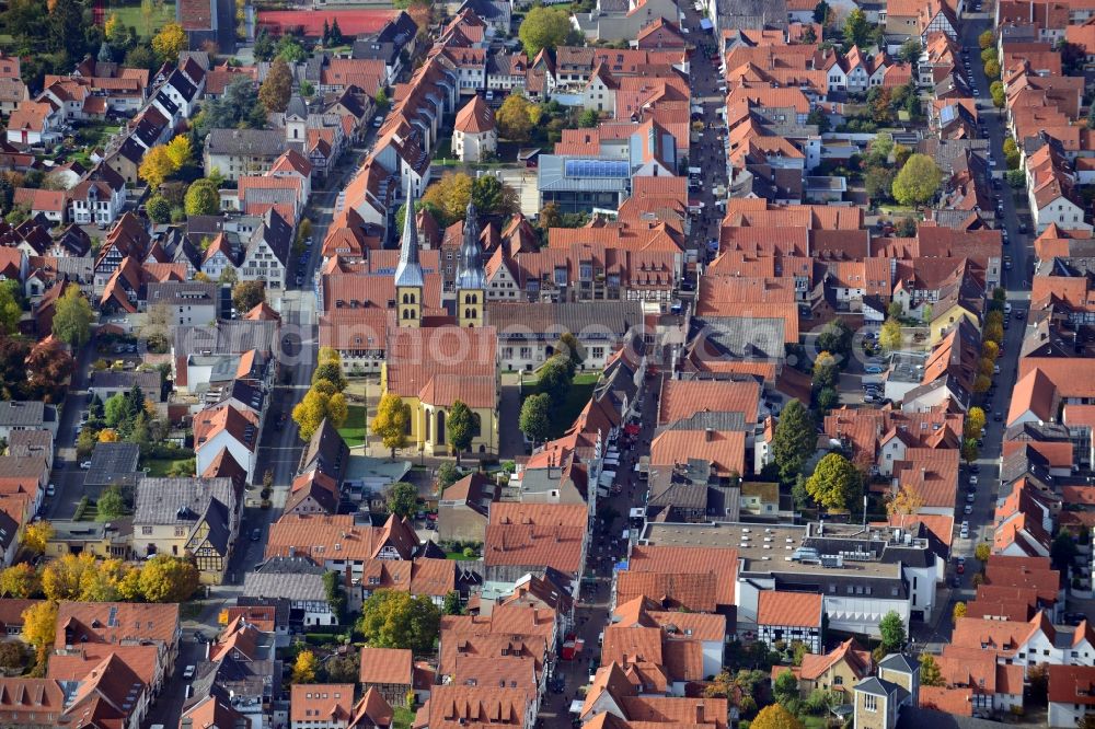 Lemgo from the bird's eye view: View onto the old city of Lemgo in the state North Rhine-Westphalia. Catch sight of the Church St. Nicolai. It is a evangelical-lutheran parish church