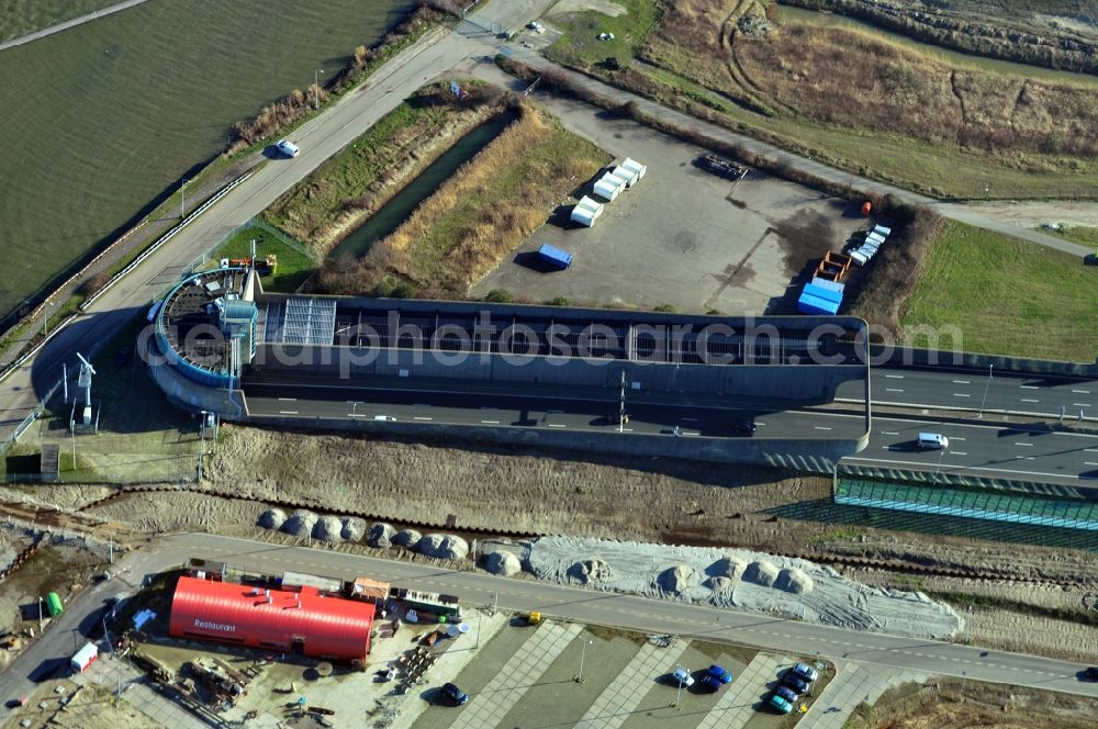 Aerial photograph Amsterdam - View of the Piet Heintunnel in Amsterdam in the province of North Holland in the Netherlands. The Piet Heintunnel goes through the Amsterdam - Rhine Canal