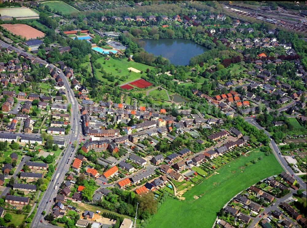 Aerial image Kamp-Lintfort - Partial view of city employees settlement of Friedrich Heinrich mine in Kamp-Lintfort the Lower Rhine in the Federal State of North Rhine-Westphalia