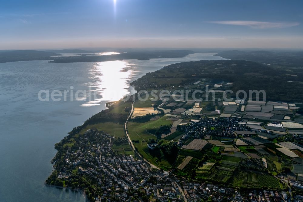 Immenstaad am Bodensee from the bird's eye view: District view with adjoining agricultural areas in the urban area in Immenstaad am Bodensee in the state Baden-Wuerttemberg, Germany