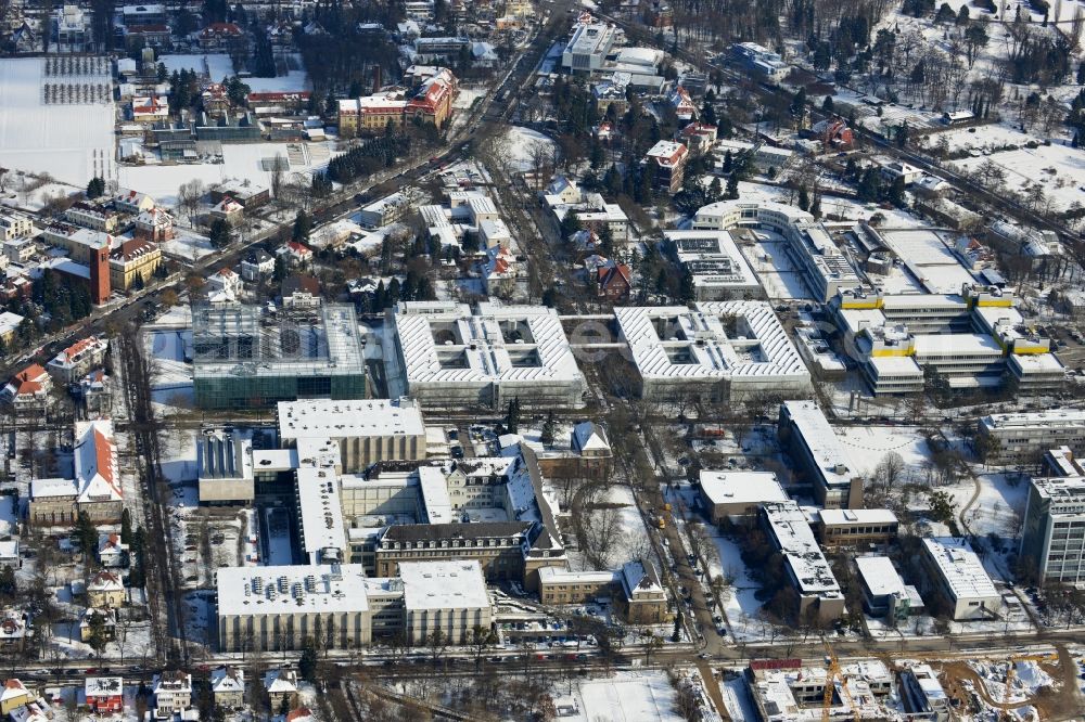 Aerial photograph Berlin - Partial view of the city Lansstraße brain area, Takustrasse on campus FU Berlin Dahlem