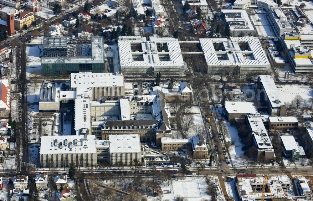 Berlin from above - Partial view of the city Lansstraße brain area, Takustrasse on campus FU Berlin Dahlem