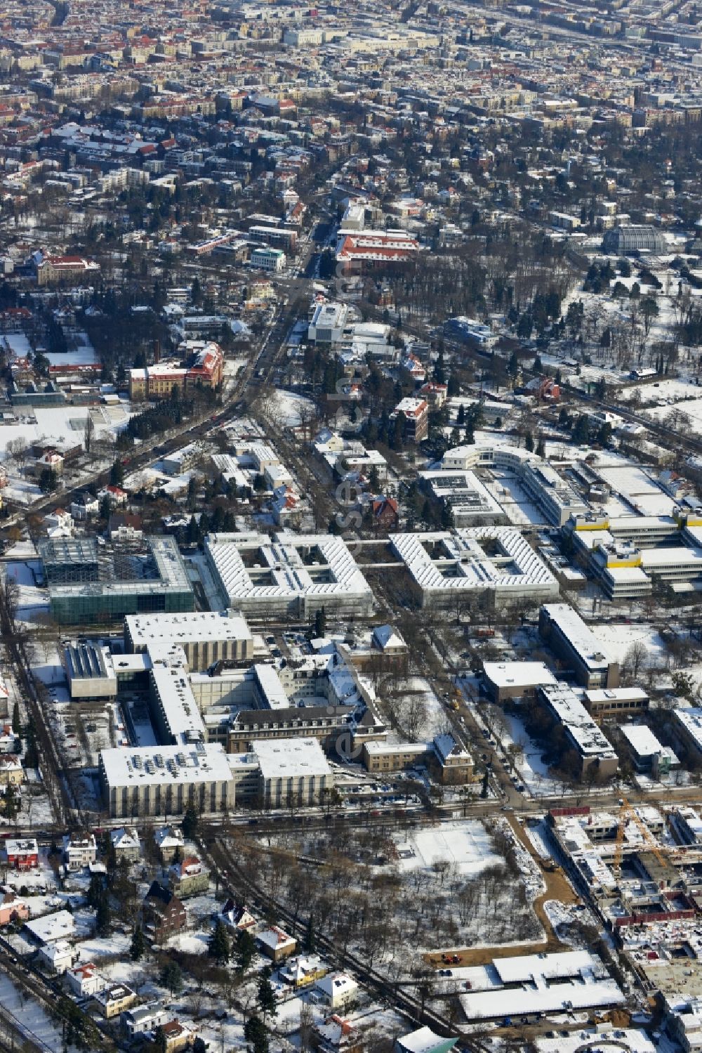 Aerial image Berlin - Partial view of the city Lansstraße brain area, Takustrasse on campus FU Berlin Dahlem