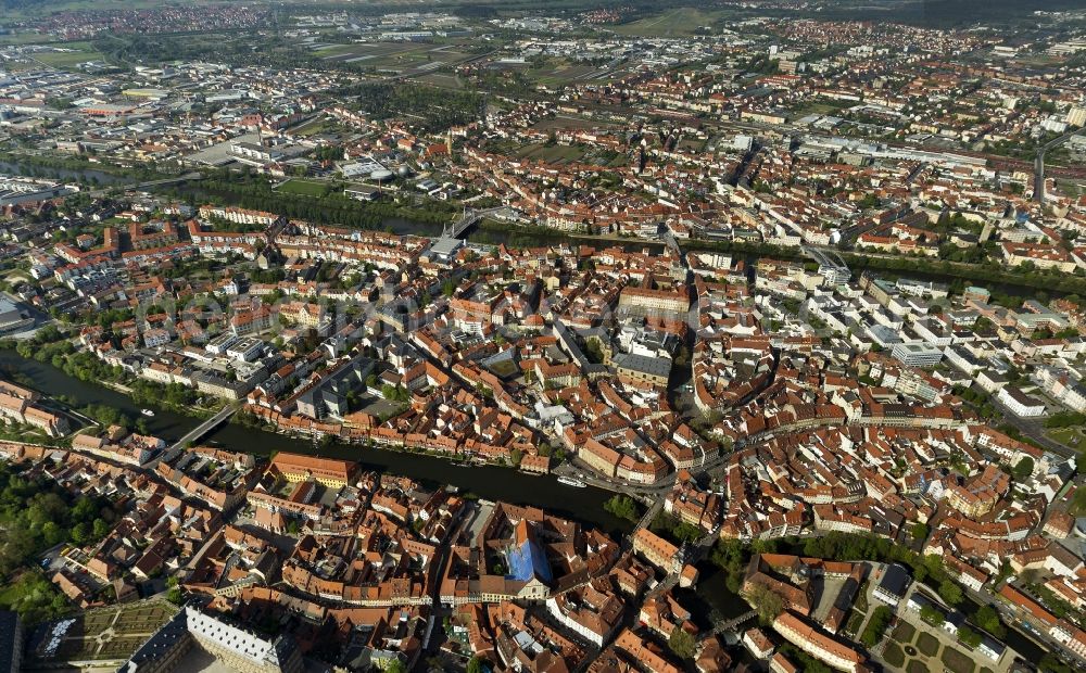 Aerial photograph Bamberg - Partial view of the city of Bamberg in Upper Franconia in Bavaria