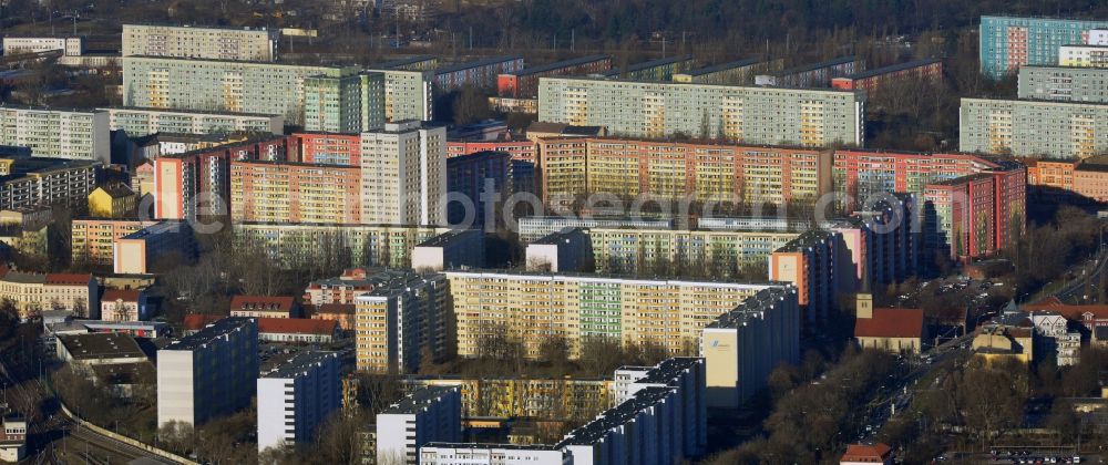 Aerial image Berlin - Partial view of the city prefab construction-residential areas in Berlin-Friedrichsfelde / Lichtenberg in Berlin