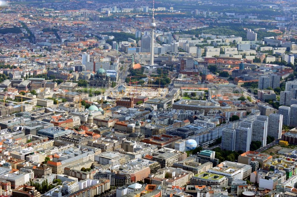 Aerial image Berlin - View over the area of Berlin-Mitte in the direction of the TV Tower