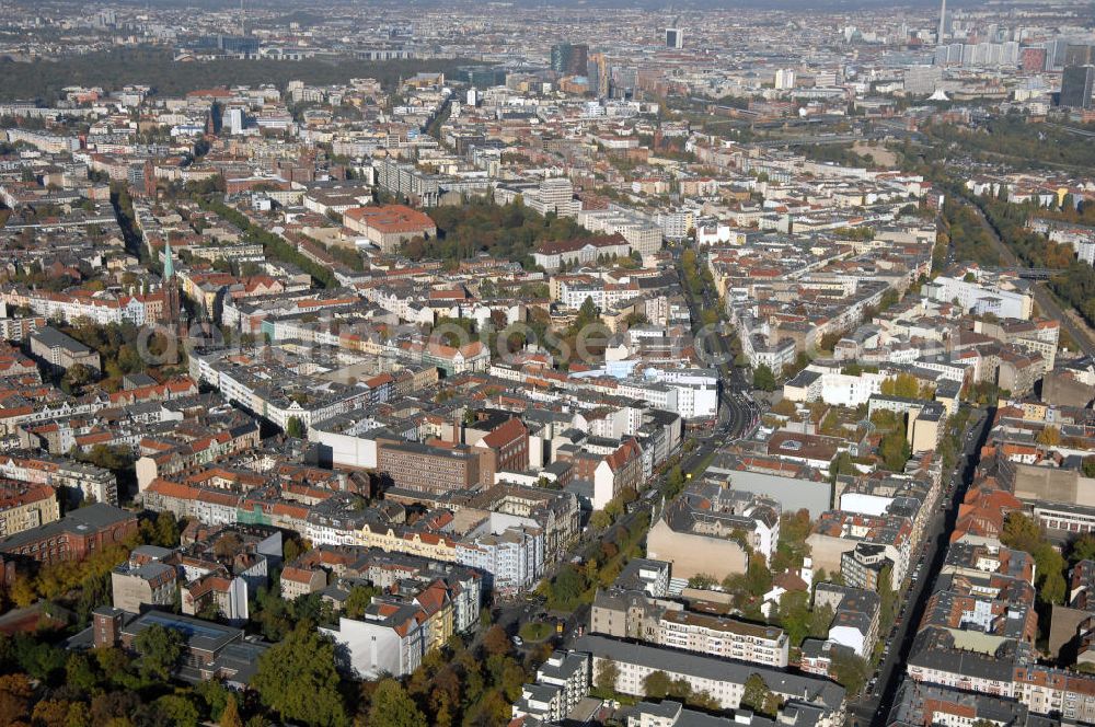 Berlin from the bird's eye view: Blick auf den Stadtteil Schöneberg in Richtung Tiergarten.