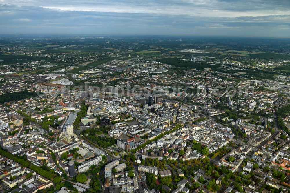 Dortmund from the bird's eye view: View of the cloudy city center of Dortmund in the state of North Rhine-Westphalia. View from the South