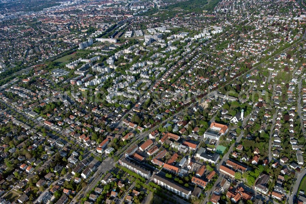 München from above - Partial city view with a view of Hadern in the urban area in the district Hadern in Munich in the state Bavaria, Germany