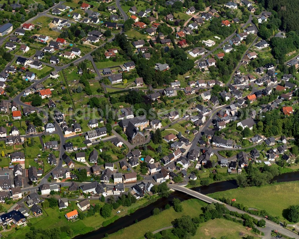 Brachbach from the bird's eye view: City view of the borough Brachbach in Kirchen (Sieg) in Rhineland-Palatinate. The town is a recognized health resort in the southwestern part of Siegerlands