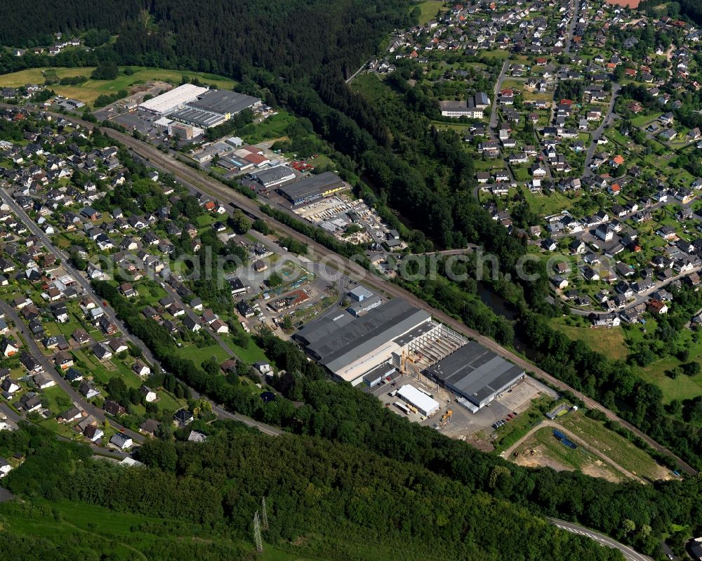 Brachbach from above - City view of the borough Brachbach in Kirchen (Sieg) in Rhineland-Palatinate. The town is a recognized health resort in the southwestern part of Siegerlands