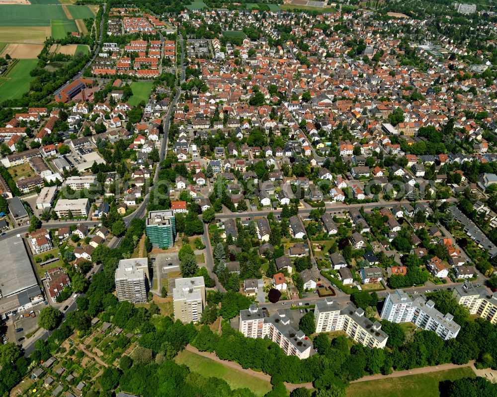 Mainz from the bird's eye view: View of the Bretzenheim district of Mainz in the state of Rhineland-Palatinate. The Western district is located on the federal motorway A60 and includes several residential areas and estates