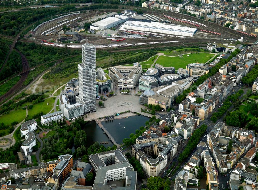 Köln from the bird's eye view: City Partial view of the office and administrative buildings in the Media Park in Cologne in North Rhine-Westphalia