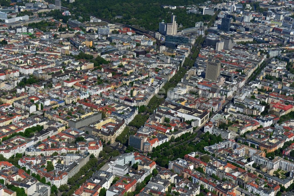 Berlin from above - Partial view of the city at the City West Kurfuerstendamm in Berlin - Charlottenburg. bnp