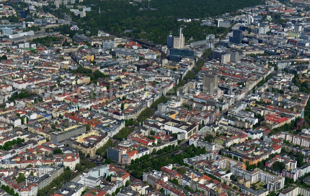 Berlin from the bird's eye view: Partial view of the city at the City West Kurfuerstendamm in Berlin - Charlottenburg. bnp