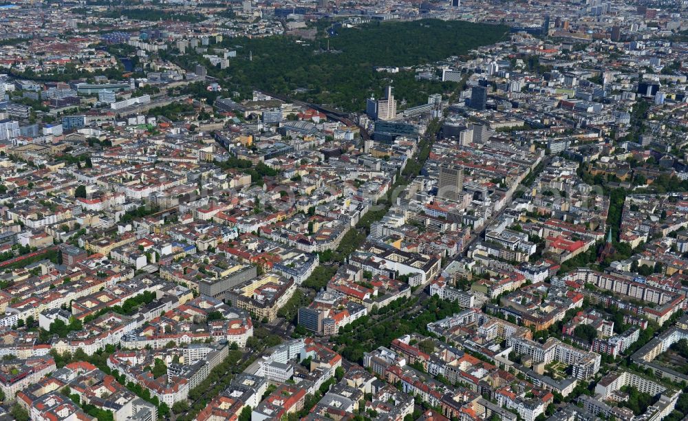 Aerial image Berlin - Partial view of the city at the City West Kurfuerstendamm in Berlin - Charlottenburg. bnp