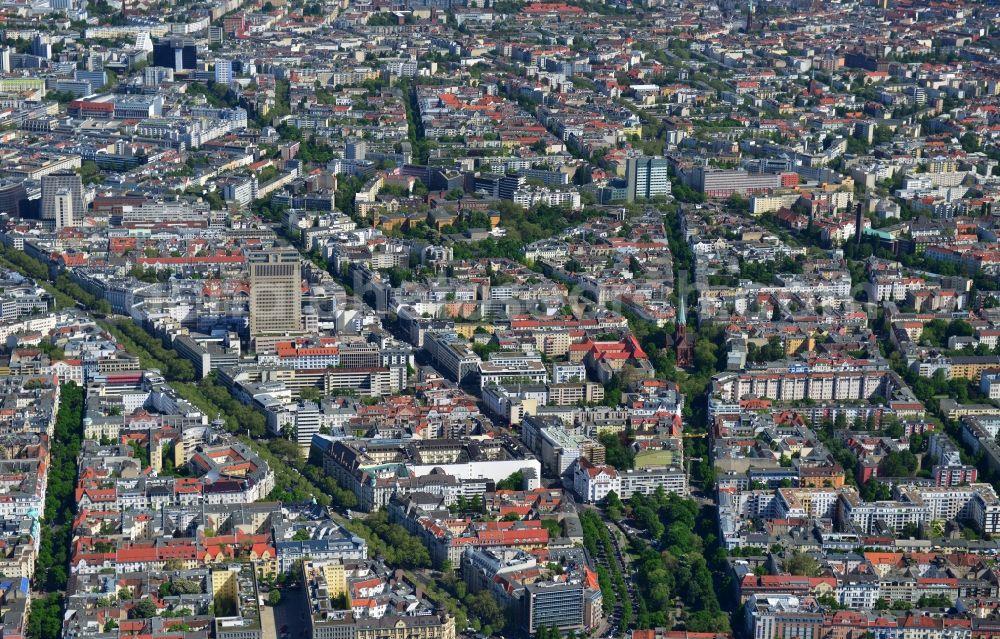 Berlin from the bird's eye view: Partial view of the city at the City West Kurfuerstendamm in Berlin - Charlottenburg. bnp