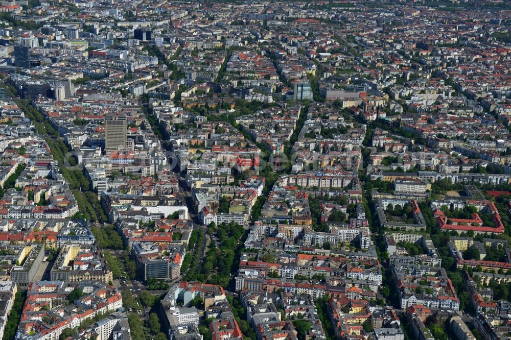 Aerial image Berlin - Partial view of the city at the City West Kurfuerstendamm in Berlin - Charlottenburg. bnp