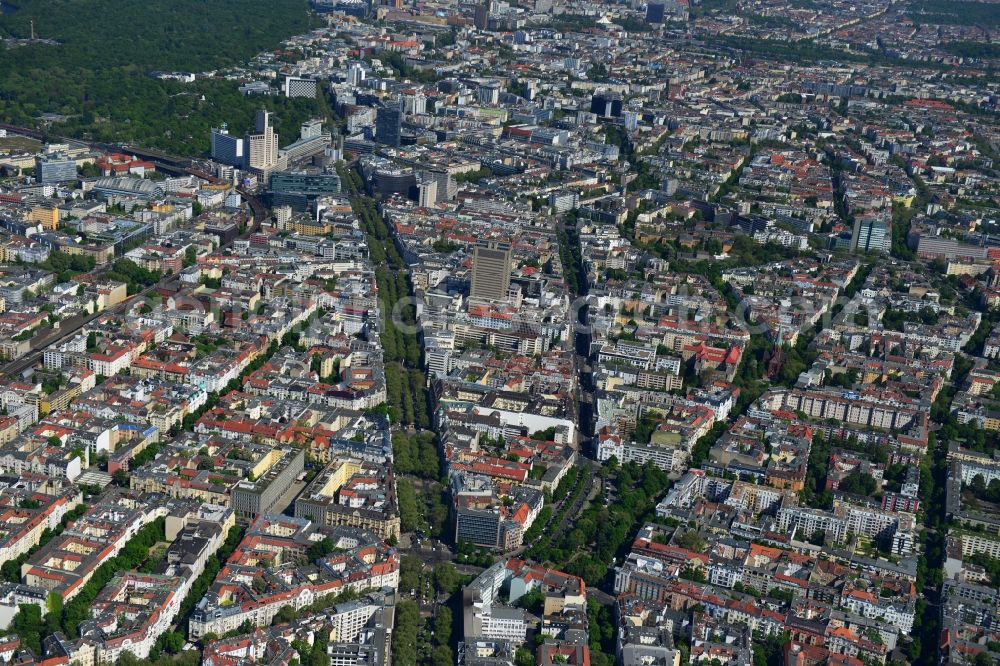 Aerial photograph Berlin - Partial view of the city at the City West Kurfuerstendamm in Berlin - Charlottenburg. bnp