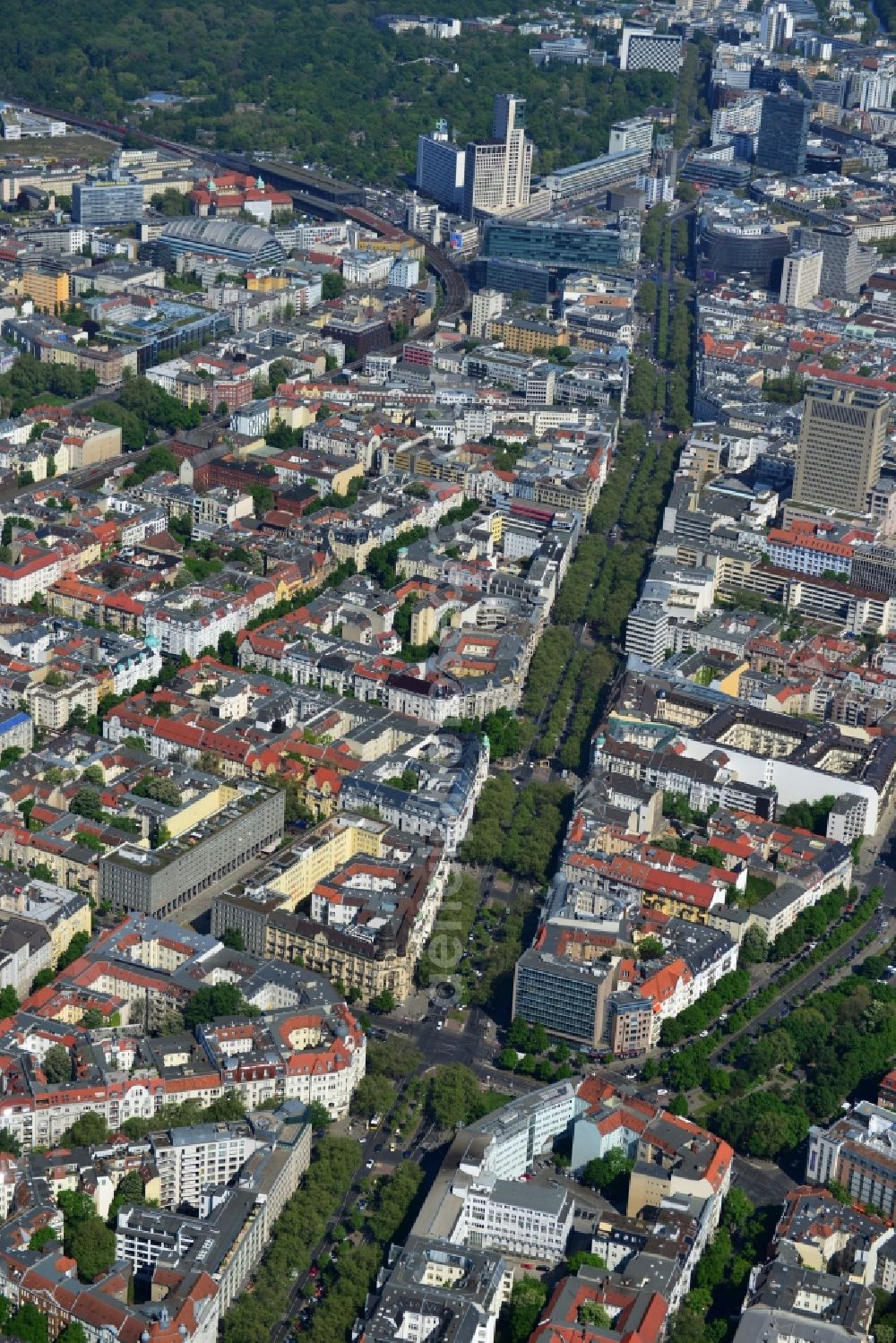 Berlin from above - Partial view of the city at the City West Kurfuerstendamm in Berlin - Charlottenburg. bnp