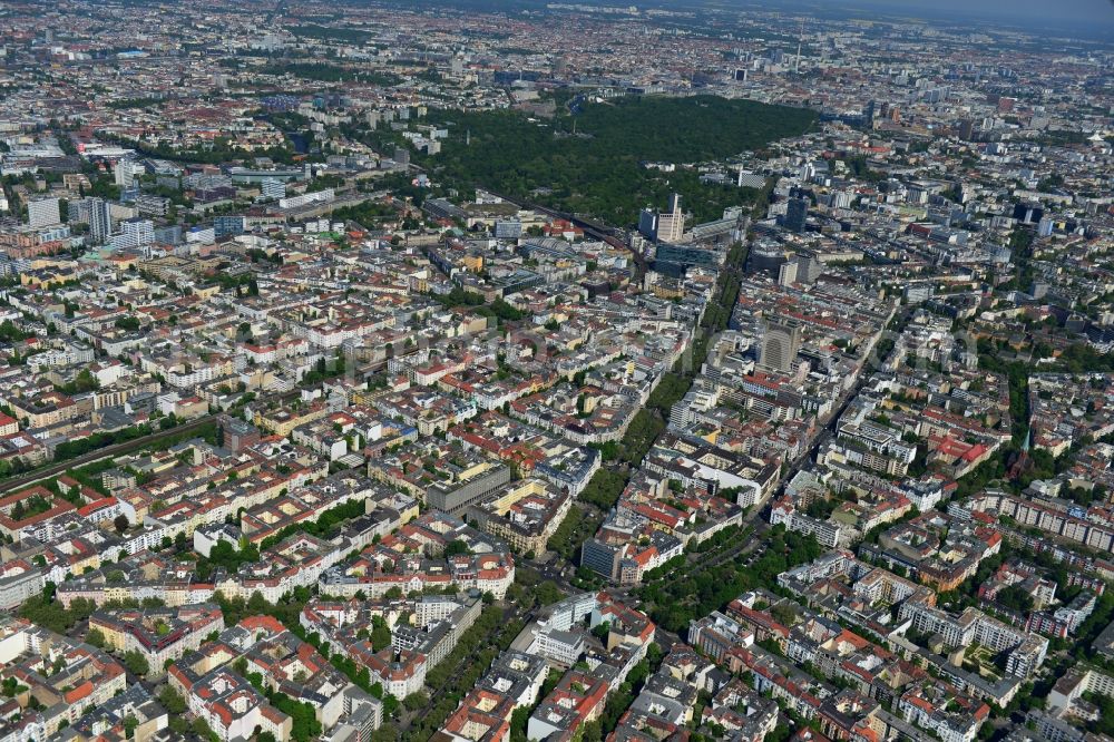 Aerial image Berlin - Partial view of the city at the City West Kurfuerstendamm in Berlin - Charlottenburg. bnp