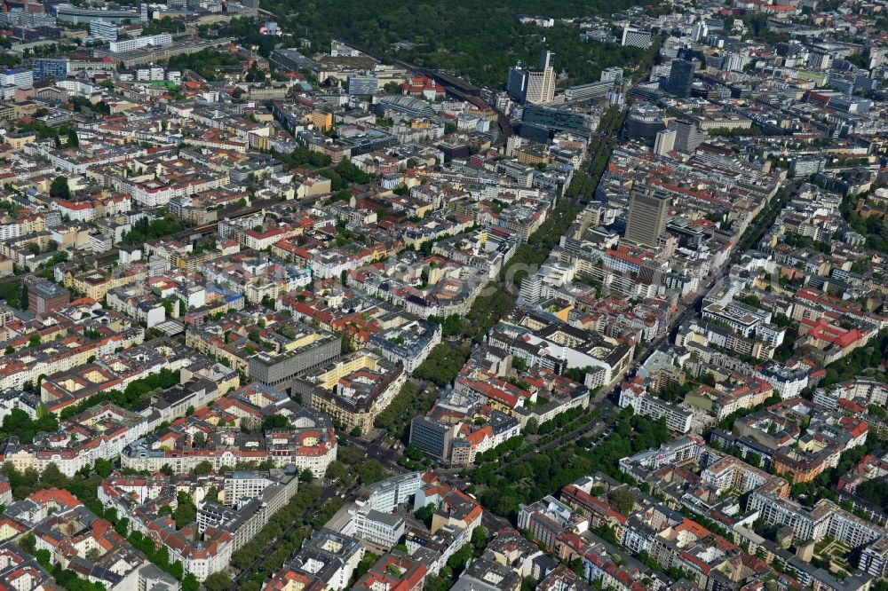 Aerial photograph Berlin - Partial view of the city at the City West Kurfuerstendamm in Berlin - Charlottenburg. bnp