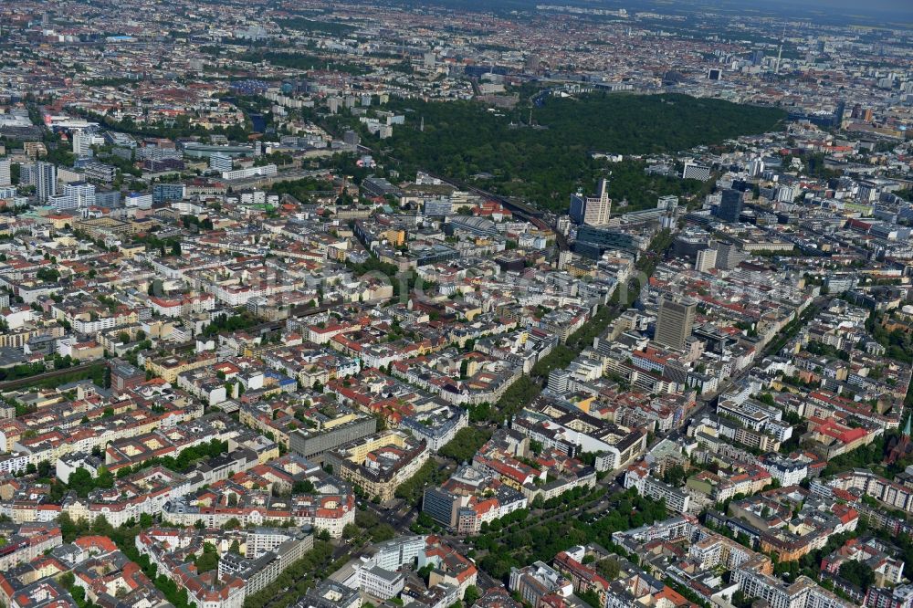 Berlin from above - Partial view of the city at the City West Kurfuerstendamm in Berlin - Charlottenburg. bnp