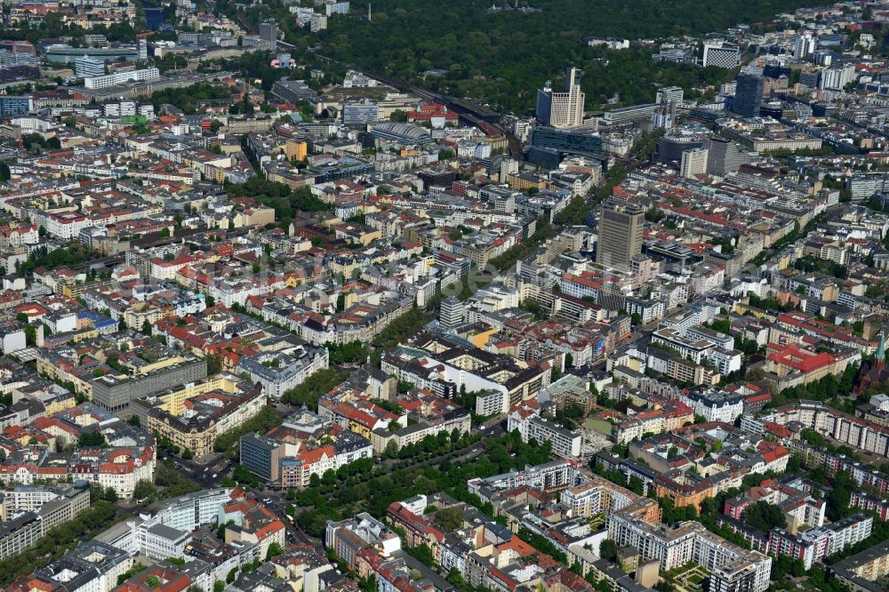 Berlin from the bird's eye view: Partial view of the city at the City West Kurfuerstendamm in Berlin - Charlottenburg. bnp