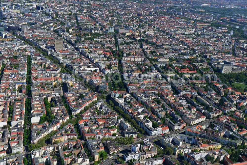 Berlin from above - Partial view of the city at the City West Kurfuerstendamm in Berlin - Charlottenburg. bnp