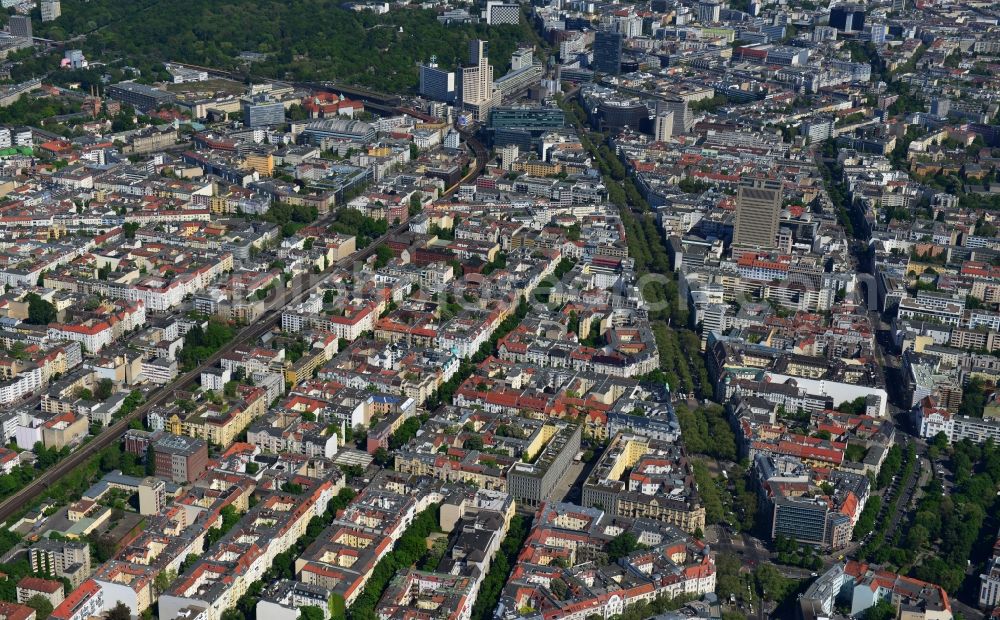 Aerial image Berlin - Partial view of the city at the City West Kurfuerstendamm in Berlin - Charlottenburg. bnp