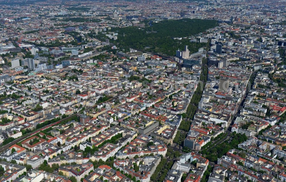 Berlin from above - Partial view of the city at the City West Kurfuerstendamm in Berlin - Charlottenburg. bnp