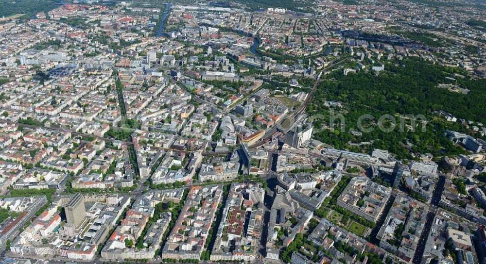 Berlin from the bird's eye view: Partial view of the city at the City West Kurfuerstendamm in Berlin - Charlottenburg. bnp