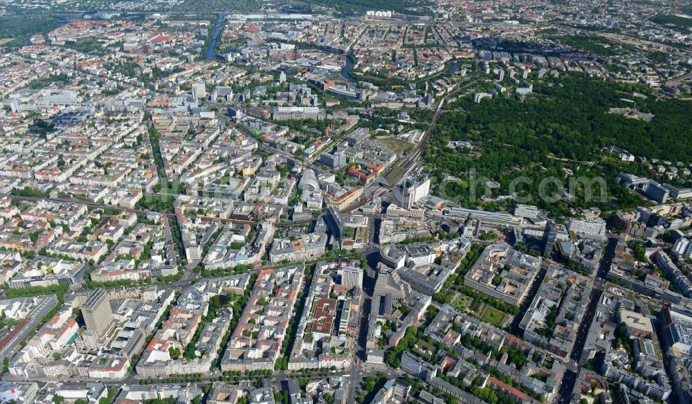 Aerial image Berlin - Partial view of the city at the City West Kurfuerstendamm in Berlin - Charlottenburg. bnp